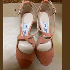 Jimmy Choo Suede Peach Pumps size 7.5 (37.5)